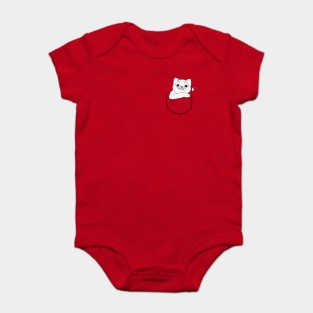 cat on pocket Baby Bodysuit